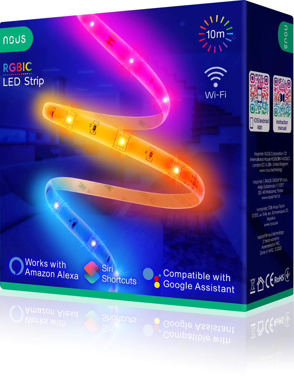 banda led nous wifi rgbic f5, 10m, smart, sincronizare muzica - imagine 8